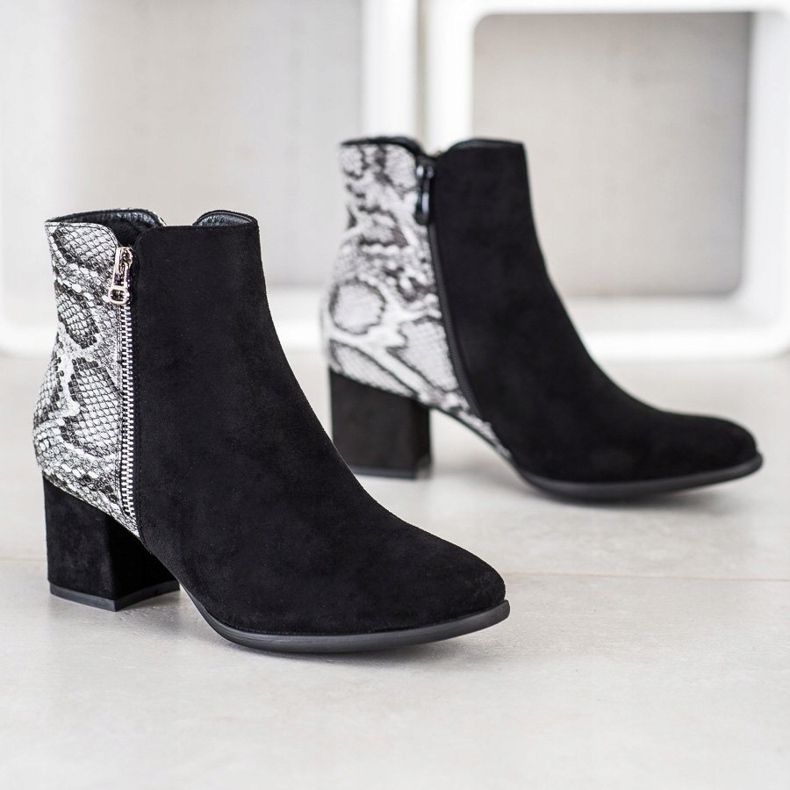Filippo Bottines à imprimé serpent le noir gris 1