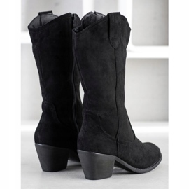 SHELOVET Bottes de cowboy en daim le noir 3