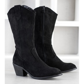 SHELOVET Bottes de cowboy en daim le noir 4
