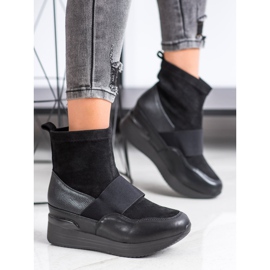 SHELOVET Bottes à enfiler à la mode noir 2