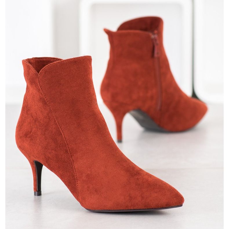 Kylie Bottines en daim sur un talon haut brun orange 2