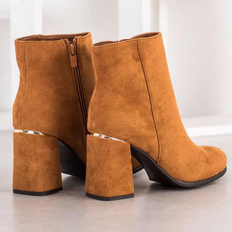 SHELOVET Bottes avec un insert doré brun 1