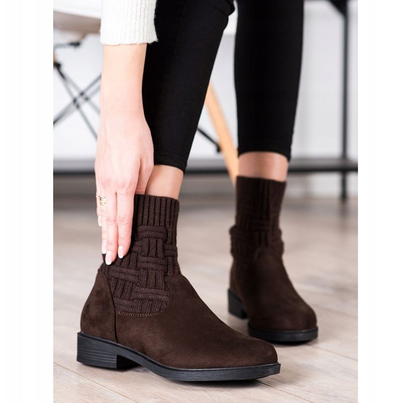 SHELOVET Bottines en daim à enfiler brun 1