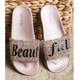 SHELOVET Belles Tongs Avec Cristaux d'or 2