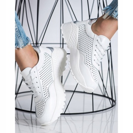 Goodin Baskets en cuir à la mode blanc 1