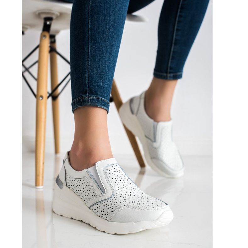 Goodin Baskets à enfiler en cuir blanches 2