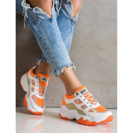 SHELOVET Baskets à lacets à la mode blanc orange multicolore 1