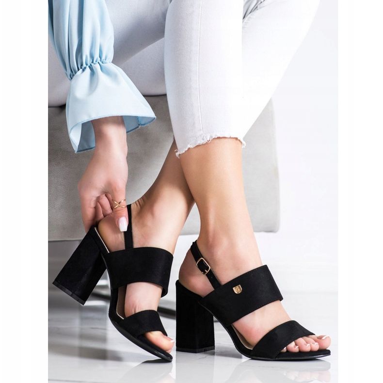 Goodin Sandales sur une large barre noir 2