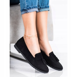 SHELOVET Mocassins décontractés à franges le noir 1