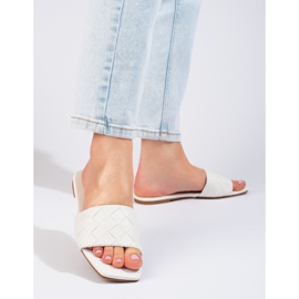 Goodin Babouches en cuir écologique blanc blanche 1 Goodin Babouches en cuir écologique blanc blanche 1