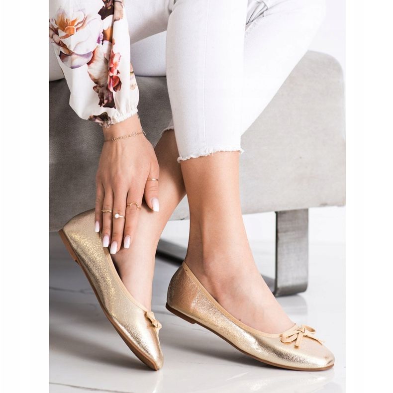 Goodin Ballerines en cuir écologique doré 1