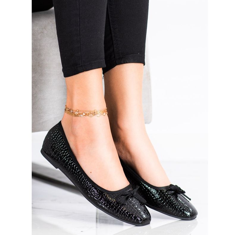 Goodin Ballerines en cuir écologique noir 1