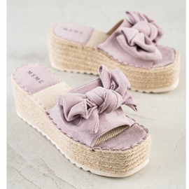 SHELOVET Pantoufles Sur La Plate-Forme Avec Un Noeud violet 1
