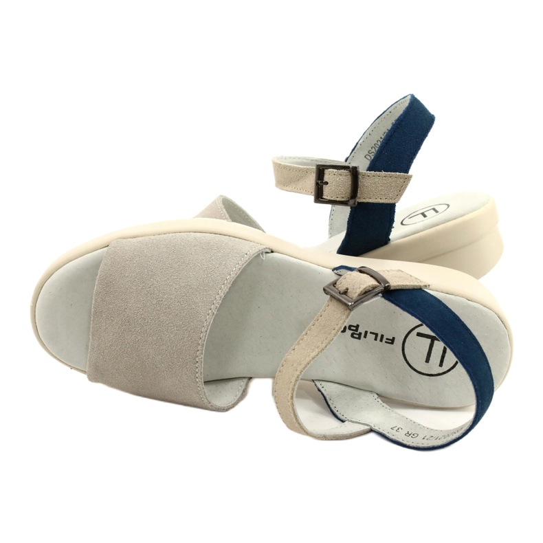 Sandales en cuir confortables pour femmes Filippo DS2021/21 gris 3