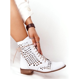 Boots cuir ajouré Nicole 2627 Blanc 3