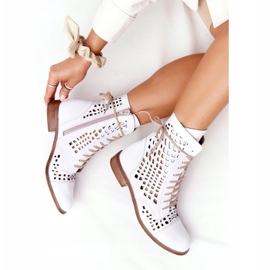 Boots cuir ajouré Nicole 2627 Blanc 4