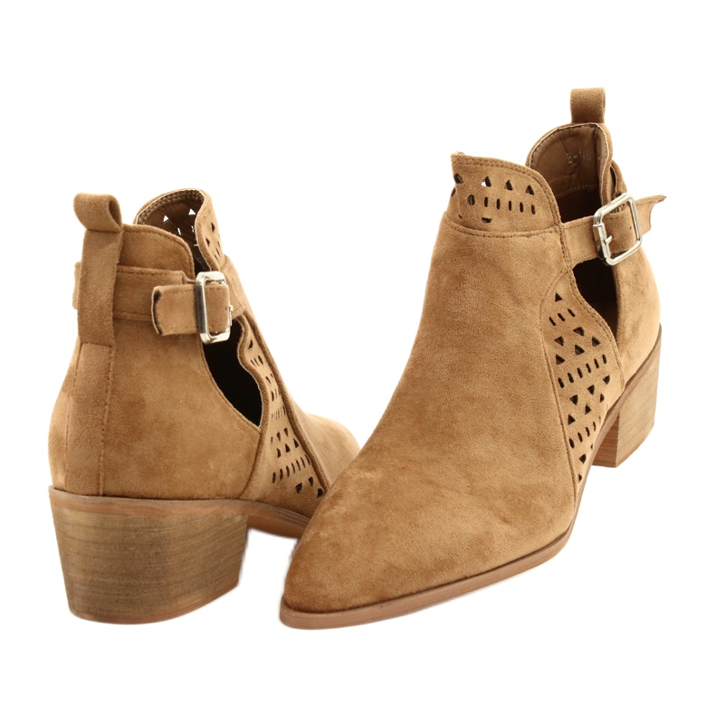 FB1 Bottines Femme Talon Haut En Daim Boucle Camel Esen brun 5