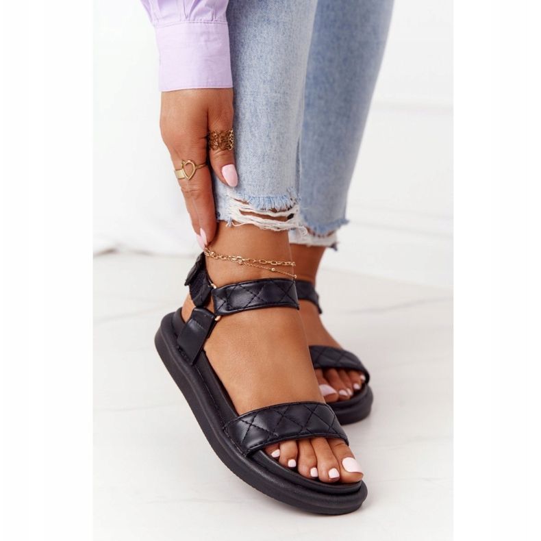 PS1 Sandales Turn Around noires avec matelassage sur la plate-forme 2