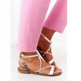 S.Barski Sandales plates S. Barski LJ281 Blanc et Argent blanche 2