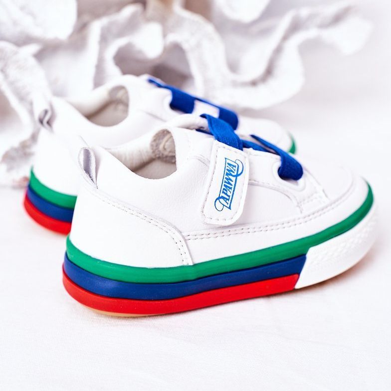 Apawwa Baskets pour enfants à côtes blanches et bleu marine Baxter 1