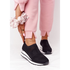 Baskets Ajourées Slip On Wedge Noir Sophia blanc 1