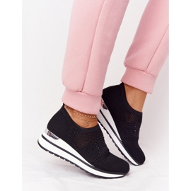 Baskets Ajourées Slip On Wedge Noir Sophia blanche le noir 2