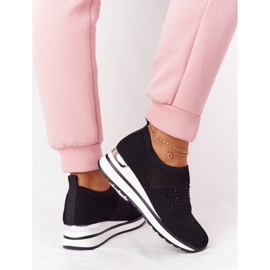 Baskets Ajourées Slip On Wedge Noir Sophia blanche le noir 4