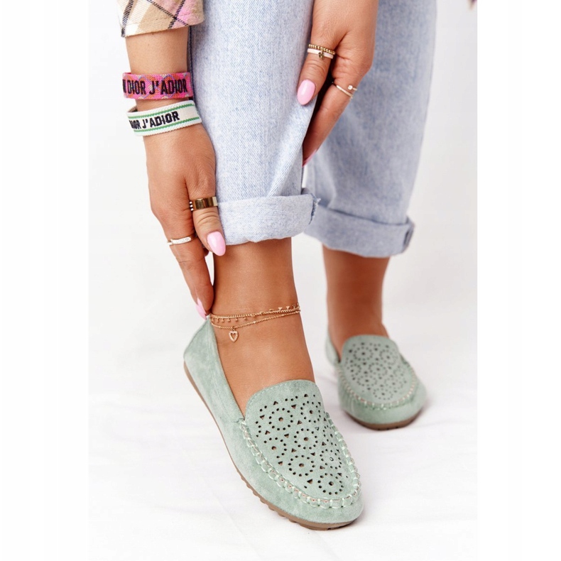 Mocassins femme Molly vert en daim 1