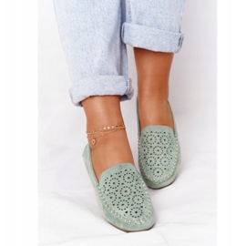 Mocassins femme Molly vert en daim 4