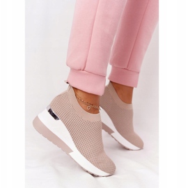 Baskets Ajourées Slip On Wedge Beige Harmony blanche 3
