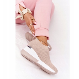 Baskets Ajourées Slip On Wedge Beige Harmony blanche 6