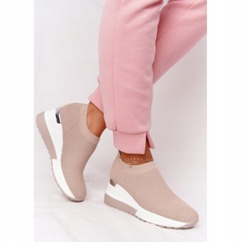 Baskets Ajourées Slip On Wedge Beige Harmony blanche 4