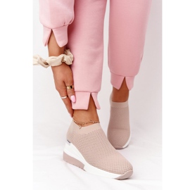 Baskets Ajourées Slip On Wedge Beige Harmony blanche 2