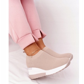 Baskets Ajourées Slip On Wedge Beige Harmony blanche 7