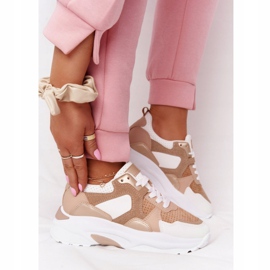 Baskets Femme Beige Yolo Sur Grande Semelle blanche 1