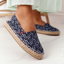 Espadrilles Sur Une Plateforme Tressée Big Star AA274628 Bleu Marine beige 1