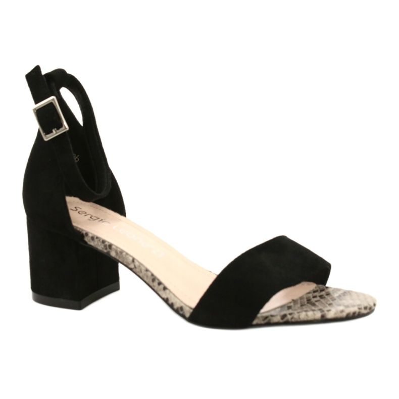 Sandales sur un poste bas Sergio Leone SK839 beige brun le noir 2