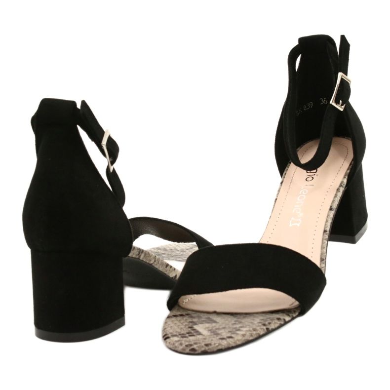 Sandales sur un poste bas Sergio Leone SK839 beige brun noir 4