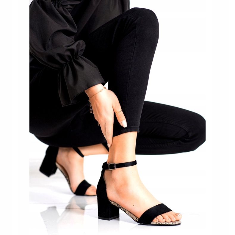 Sandales sur un poste bas Sergio Leone SK839 beige brun le noir 1