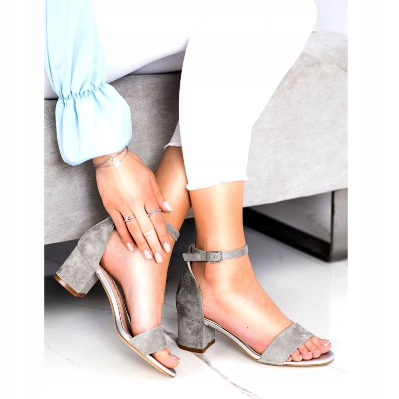 Sergio Leone Sandales sur un faible pilier SK839 Silver argent 2