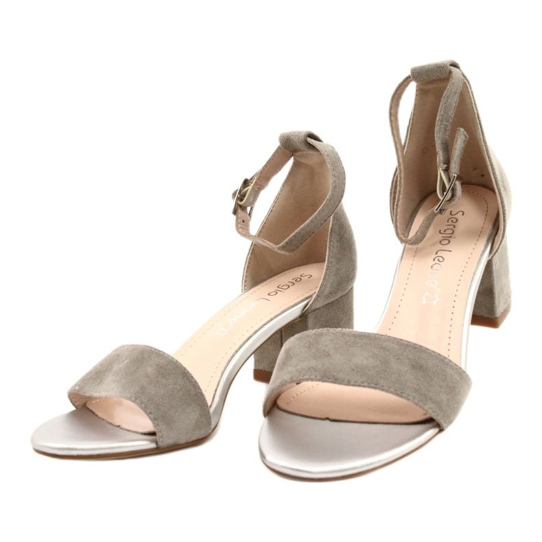 Sergio Leone Sandales sur un faible pilier SK839 Silver argent 3