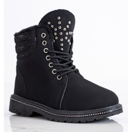 SHELOVET Trappeurs noirs avec zircone cubique le noir 1