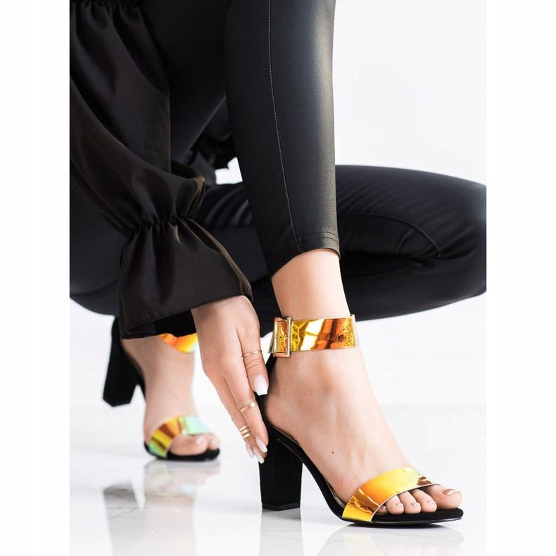 Goodin Sandales Sur Une Barre Avec Effet Holo noir 2