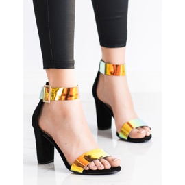 Goodin Sandales Sur Une Barre Avec Effet Holo noir 1