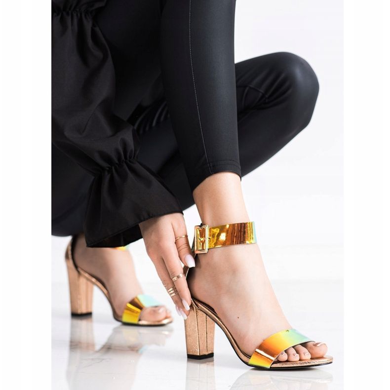 Goodin Sandales Sur Une Barre Avec Effet Holo d'or 2