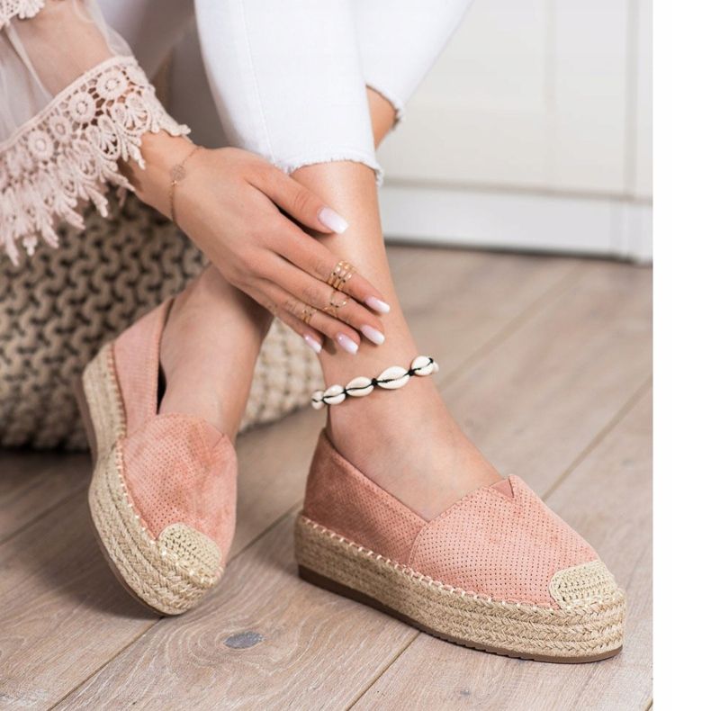 SHELOVET Espadrilles Sur La Plateforme rose 1