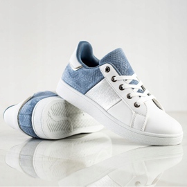 SHELOVET Baskets lacées à la mode blanche bleu multicolore 1