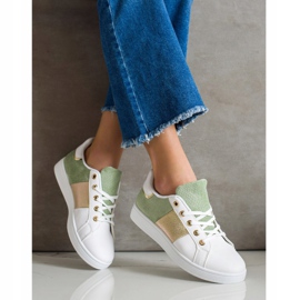 SHELOVET Baskets lacées à la mode blanche multicolore vert 2