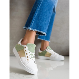 SHELOVET Baskets lacées à la mode blanche multicolore vert 3
