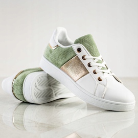SHELOVET Baskets lacées à la mode blanche multicolore vert 1